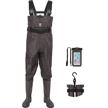 Load image into Gallery viewer, TIDEWE Bootfoot Chest Wader, 2-Ply Nylon/PVC Waterproof Fishing &amp; Hunting Waders with Boot Hanger for Men and Women Brown Size 12

