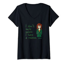 Load image into Gallery viewer, Mademark x Daria - Womens I Don't Smile Unless I Have a Reason V-Neck T-Shirt
