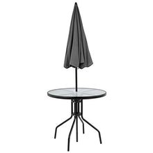 Load image into Gallery viewer, Flash Furniture Nantucket 6 Piece Black Patio Garden Set with Table, Umbrella and 4 Folding Chairs
