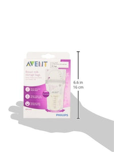 Philips Avent Breast Milk Storage Bags, Clear, 6 Ounce, 50 Pack