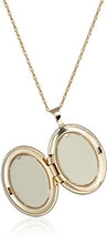 Load image into Gallery viewer, 14k Gold-Filled with Floral Design and Center Signet Oval Hand Engraved Locket Necklace, 18&quot;
