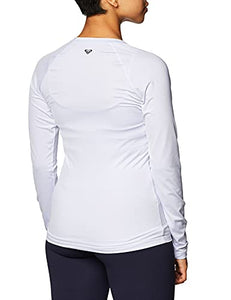 Roxy Women's Standard Essentials Long Sleeve Zip-Up Rashguard, Bright White 21, M