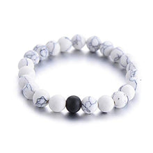 Load image into Gallery viewer, Bayetss Men Women Lava Bracelet Beads Bracelet Bangle Stretch Stone Beads Bracelets Friendship Couples Gifts,Black and White
