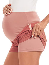 Load image into Gallery viewer, Glampunch Maternity Shorts Over Belly Active Quick-Dry Yoga Shorts Pregnancy Workout Running Short Pants Pink
