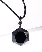 Load image into Gallery viewer, Lightock Hexagram Star Obsidian Necklace Pendant for Women Men Lucky Amulet Protection Gemstone Healing Crystal Cord 26.5" Adjustable
