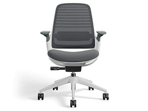 Series 1 Task Chair by Steelcase | Seagull Frame, Congent Connect Upholstery, 3D Microknit Back | Fully Adjustable Arms | Carpet Casters (Blue Jay)
