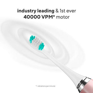 AquaSonic VIBE Series Ultra Whitening Pink Electric Toothbrush - 8 DuPont Brush Heads & Travel Case Included - Sonic 40,000 VPM Motor & Wireless Charging - 4 Modes w Smart Timer - Satin Rose Gold
