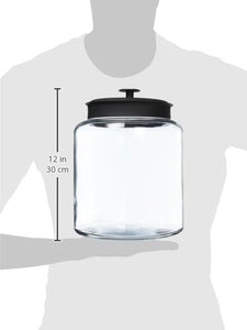 Anchor Hocking 2-Gallon Montana Glass Jar with Fresh Seal Lid, Brushed Metal, Set of 1