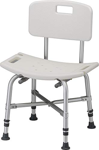 NOVA Medical Products Heavy Duty Shower & Bath Chair with Back, 500 lb. Weight Capacity, Quick & Easy Tools Free Assembly, Lightweight & Seat Height Adjustable, Great for Travel, White
