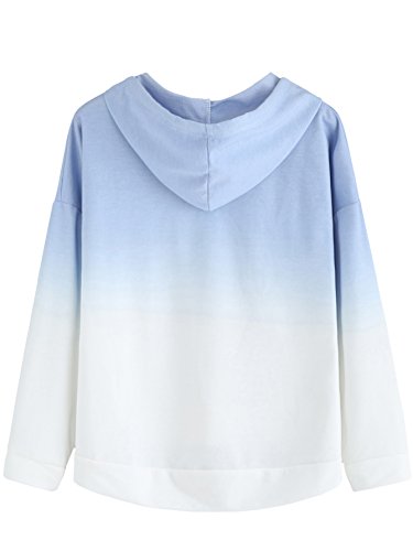 Load image into Gallery viewer, SweatyRocks Women's Long Sleeve Hoodie Sweatshirt Colorblock Tie Dye Print Tops Blue Ombre Small