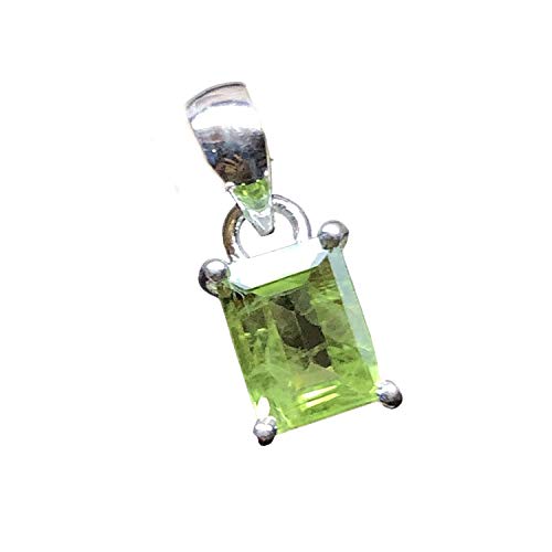 Genuine 1.5ct Peridot 925 Solid Sterling Silver Pendant 15mm