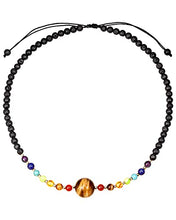 Load image into Gallery viewer, Jewever 7 Chakra Crystal Necklaces Healing Gem Stone Pendant Choker Necklace for Women Tiger Eye with Lava Rock Essential Oils Diffuser Energy Crystals Adjustable Strand
