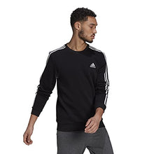 Load image into Gallery viewer, adidas Men's Essentials Fleece 3-Stripes Sweatshirt, Black/White, X-Large
