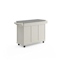 Load image into Gallery viewer, Homestyles Kitchen Cart with Stainless Steel Metal Top Rolling Mobile Kitchen Island with Storage and Towel Rack 54 Inch Width Off White
