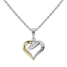 Load image into Gallery viewer, Pipa Bella 925 Sterling Silver with Partial 18K Gold Plating Diamond Accent 0.03ct Basic Heart Pendant Studded with Natural White Diamonds (I-J Color, I2-I3 Clarity) with 18" Chain
