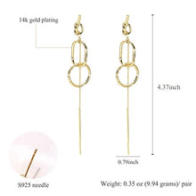 Load image into Gallery viewer, Circle Dangle Tassel 14K Gold Plated Earrings with S925 Sterling Silver Simple Geometric Element Gold Long for Women for Women Girl Ladies Gifts for Women Girl Gifts Present Valentines Birthday Anniversary Mothers Day Christmas
