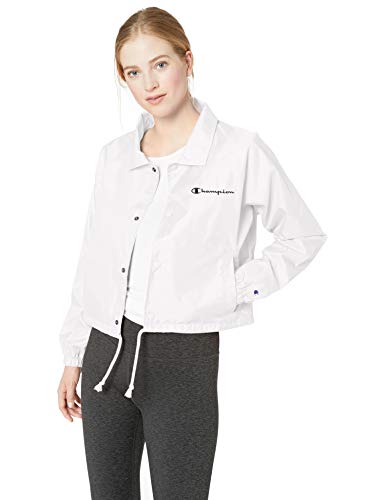Champion Women's Heritage Woven Coaches Jacket, White, Small