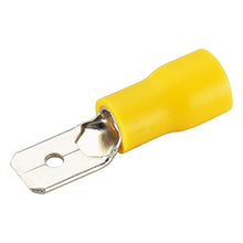 Load image into Gallery viewer, Baomain Male &amp; Female Quick disconnects Vinyl Insulated Spade Wire Connector Electrical Crimp Terminal 12-10 AWG 6.3mm Yellow 100 Pack
