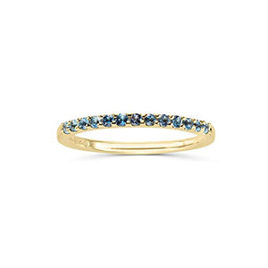 14K Yellow Gold 1/4 Cttw Genuine Blue Topaz Stackable 2MM Wedding Anniversary Band Ring - December Birthstone, Size 7