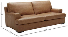 Load image into Gallery viewer, Amazon Brand – Stone &amp; Beam Lauren Genuine Leather Down-Filled Oversized Sofa Couch, 89"W, Cognac
