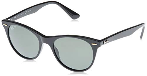 Ray-Ban Men's RB2185 Wayfarer II Sunglasses, Black/Polarized Green, 52 mm