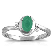 Load image into Gallery viewer, Galaxy Gold GG 14k White Gold Ring w/Natural Diamonds And Emerald - Size 9.0
