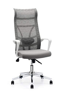 Allguest Office Chair Home Computer Chair White High Back Armrest Ergonomic Adjustable Lumbar Support Mesh Nylon AG-876FH-W