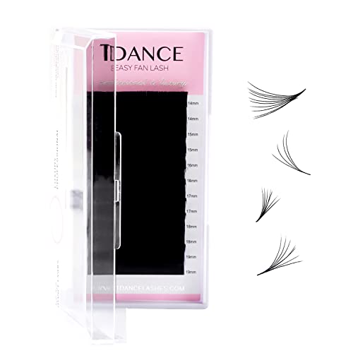 TDANCE Eyelash Extension Supplies Rapid Blooming Volume Eyelash Extensions Thickness 0.07 D Curl Mix 14-19mm Easy Fan Volume Lashes Self Fanning Individual Eyelashes Extension (D-0.07,14-19mm)
