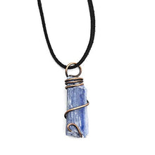 Load image into Gallery viewer, Norse Tradesman Natural Untreated 9 Gram Kyanite Pendant Necklace w/ 20" Brown Leather Chord &amp; Easy Clasp
