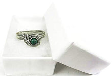 Load image into Gallery viewer, Malachite Adjustable Ring, Woven in Sterling Silver Wire
