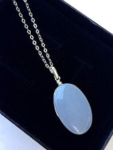 Load image into Gallery viewer, Oval Celestite Silver pendant, Natural Celestite pendant, Tiny oval celestite/Angelite silver pendant, Throat chakra, Light blue, zen, gift
