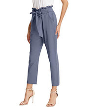 Load image into Gallery viewer, GRACE KARIN Women's Slim Cropped Stretch Casual Pants with Pockets M Blue-Gray
