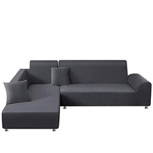 Load image into Gallery viewer, TAOCOCO Sectional Couch Covers 2pcs L-Shaped Sofa Covers Softness Furniture Slipcovers with 2pcs Pillowcases L-Type Polyester Fabric Stretch Couch Covers 3 Seater + 3 Seater (Pale Gray)
