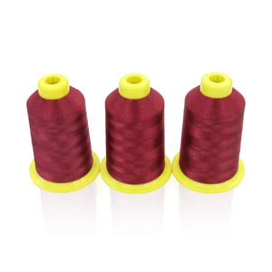 BAi Red Embroidery Machine Thread, 100% Polyester Large Size Spool Machine Thread- 3 Pack 5000M (120D/2) Durable Thread for High-Speed Embroidery Machines