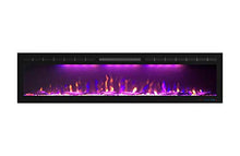 Load image into Gallery viewer, Mystflame 72 inch Electric Fireplace - Ultra Slim Frame - in Wall Recessed &amp; Wall Mounted - Multicolor Flame - Log &amp; Crystal Hearth - 1500/750 Watt Heater - Remote Control &amp; Touch Screen- Timer
