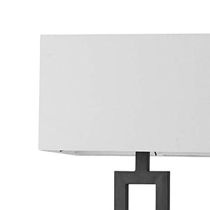 Globe Electric 67046 D'Alessio 58" Floor Lamp, Matte Black, White Linen Shade, On/Off Socket Rotary Switch