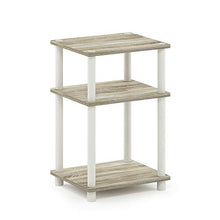 Load image into Gallery viewer, Furinno Just 3-Tier Turn-N-Tube End Table / Side Table / Night Stand / Bedside Table with Plastic Poles, 1-Pack, Sonoma Oak/White
