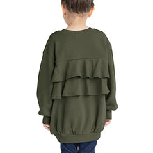 Load image into Gallery viewer, Vermisse Girls Kids Crewneck Sweatshirt Ruffles Cotton Solid Cute Long Sleeve Pullover Tops White

