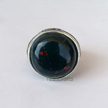 Load image into Gallery viewer, Blood Stone Ring For Mens / 925 Silver Statement Ring/Natural BloodStone Round Cab Gemstone Ring/Arabic Style Ring For Mens/Handmade Jewelry, Gift for Mens
