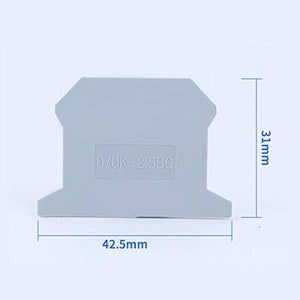 10Pcs D-UK2.5BG DIN Rail Mounted Terminal Block End Cover - Gray