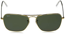 Load image into Gallery viewer, Ray-Ban RB3136 Caravan Square Sunglasses, Arista Gold/Green, 58 mm
