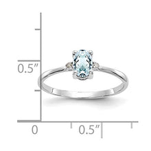 Load image into Gallery viewer, 14k White Gold Diamond Blue Aquamarine Birthstone Band Ring Size 6.00 March Oval Fine Jewelry For Women Gifts For Her
