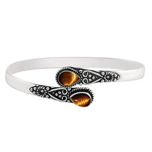 Load image into Gallery viewer, Tiger Eye Bangle for Women Mom Wife 925 Silver Overlay Handmade Vintage Boho Style Jewelry
