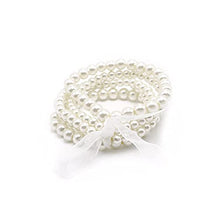 Load image into Gallery viewer, 5 Pcs Faux Pearl Bracelet Set for Women Beaded Stretch Strand Bracelets for Bridal Party (White)
