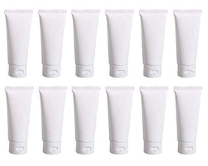 12 PCS 100ML 3.4OZ White Plastic Soft Squeeze Hose Bottle Cosmetic Facial Care Tolietry Packing Vial Container with Flip Cap Cream Lotion Sample Dispense Tube for Travel Home Use