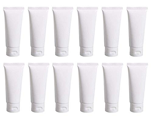 12 PCS 100ML 3.4OZ White Plastic Soft Squeeze Hose Bottle Cosmetic Facial Care Tolietry Packing Vial Container with Flip Cap Cream Lotion Sample Dispense Tube for Travel Home Use