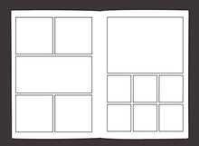 Load image into Gallery viewer, Blank Comic Book: Variety of Templates, 2-9 panel layouts, draw your own Comics
