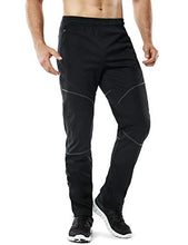 Load image into Gallery viewer, TSLA Men's Windproof Cycling Thermal Fleece Winter Pants Running Hiking Cold Active Bottoms Sweats, Cycling Windpants(ykb01) - Black &amp; Grey, X-Large (Waist 35.5-38 Inch)
