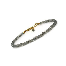Load image into Gallery viewer, Gempires Natural Labradotite 3.5 mm Beads Bracelet, Handmade Jewelry, 7 + 1 Inch 14k Yellow Gold Plated Adjustable Chain (Labradorite)
