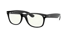 Load image into Gallery viewer, Ray-Ban Unisex-Adult RB2132 New Wayfarer Blue Light Filtering Everglasses, Shiny Black/Clear, 52 mm
